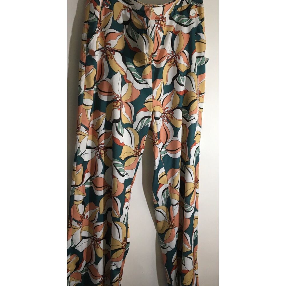 La Collection X Molly Bracken Women's Sz XL Duck Blue Coral Bay Wide Leg Pants